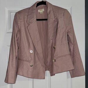 Maeve Light Pink Double-Breasted Blazer Linen